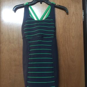 Lululemon navy with green stripes athletic tank